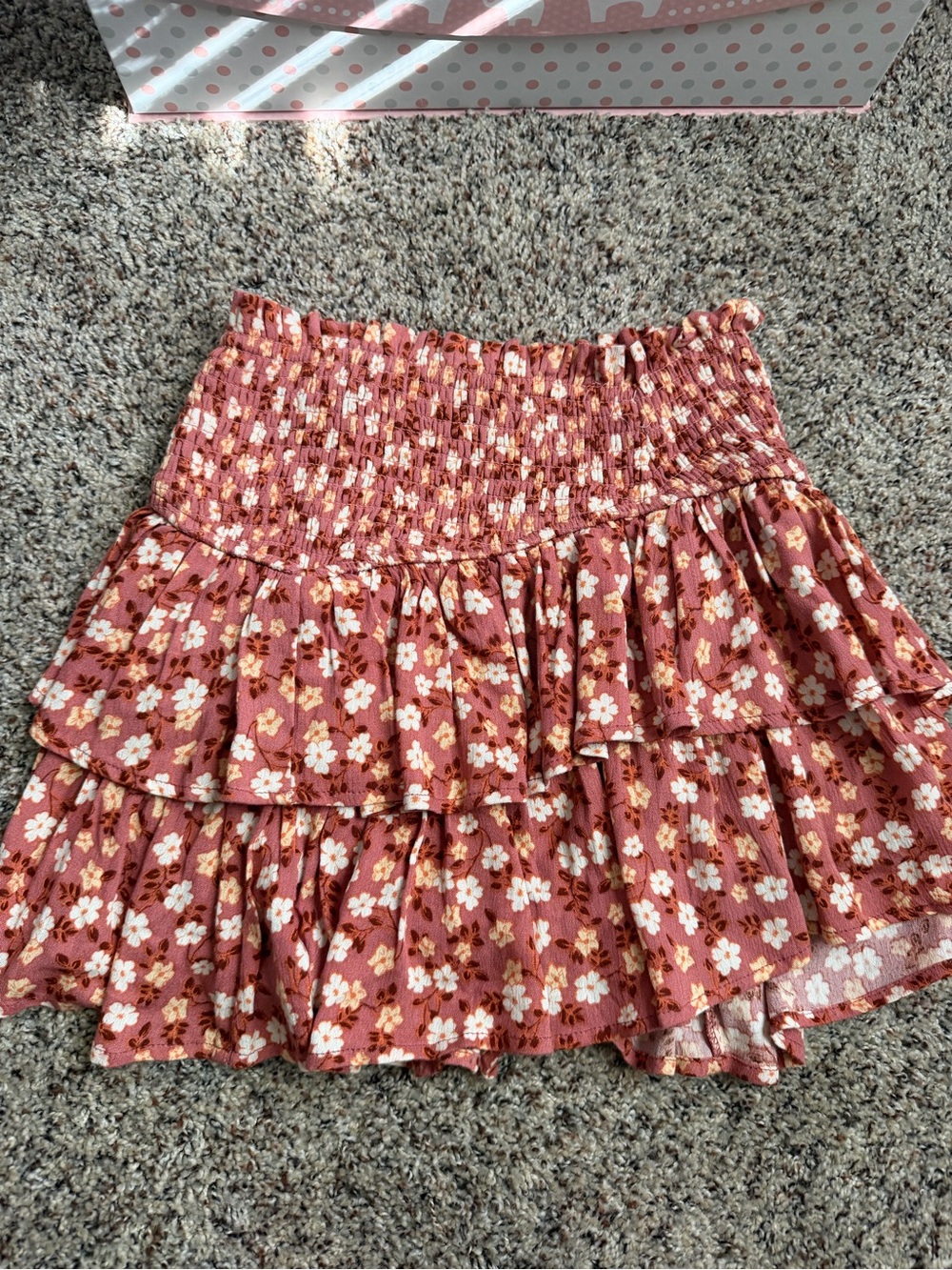Altar'd State Mauve Pink Floral Tiered Ruffle Mini Skirt